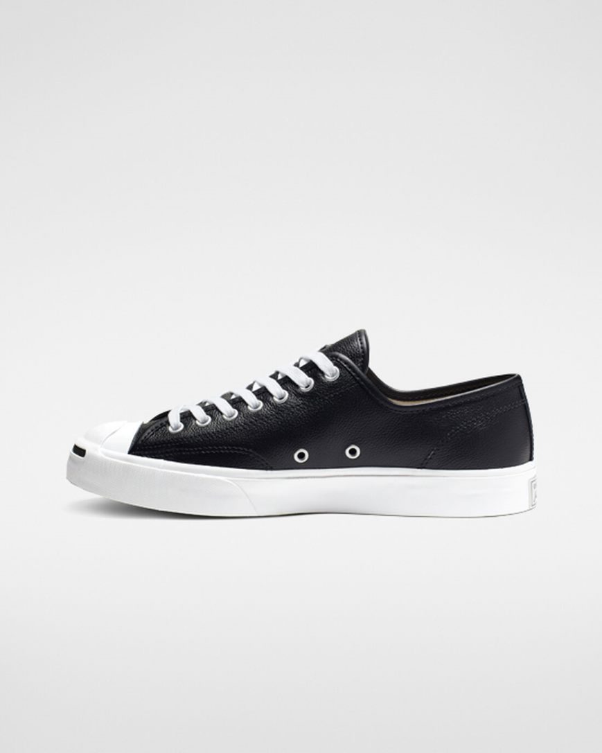 Dámské Boty Nízké Converse Jack Purcell Læder Černé Bílé | CZ XDHE87